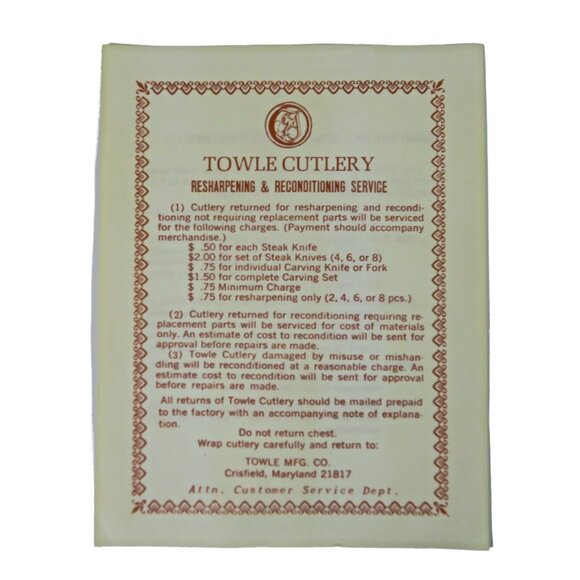 Vintage TOWLE Stainless Steel Cutlery ~ Boxed Knife & Fork Carving Set - Picture 8 of 9